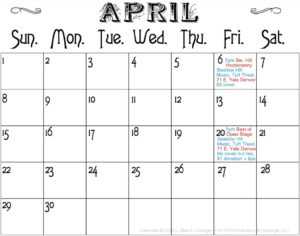 calendar for Eilee George music performances