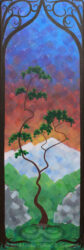 Digital image of original acrylic painting by Linda Eileen S. George a.k.a. "Eilee" George entitled "Summer" - part of a series of the Four Seasons, 36"h x 12"w