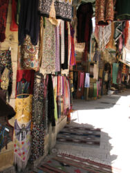 Digital photograph of wares in an open air market in the Christian Quarter of the Old City in Jerusalem, Israel in April 2015, © 2015 L. Eilee S. George
