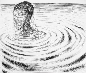 Digital image of ink drawing "Sink or Swim" inspired by psychological phenomena by L. Eilee S. George © 2010 L. Eilee S. George