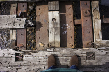 Battered bridge made from rail car parts near Central City/Blackhawk Colorado © 2022 L. Eilee S. George