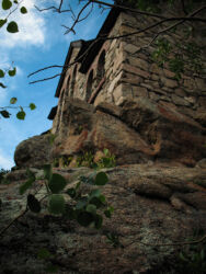 Chapel on the Rock in Allenspark CO, recalling Matthew 7 in the Bible: "24 “Everyone then who hears these words of mine and does them will be like a wise man who built his house on the rock. 25 And the rain fell, and the floods came, and the winds blew and beat on that house, but it did not fall, because it had been founded on the rock." photo © 2010 L. Eilee S. George
