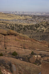 Zoomed into downtown Denver Colorado from Red Rocks Amphitheater about 10 miles west © 2022 L. Eilee S. George