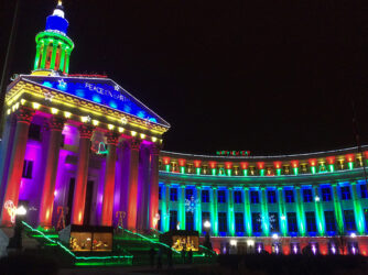 Holiday lighting at the Denver City & County Building © 2017 L. Eilee S. George