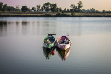 2 Skiffs at fairgrounds lake © 2021 L. Eilee S. George