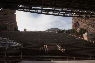 View from the stage to Red Rocks Amphitheater Morrison CO © 2022 L. Eilee S. George