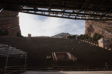 View from the stage to Red Rocks Amphitheater Morrison CO © 2022 L. Eilee S. George