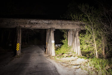 Old train trestle in Jasper County at night © 2022 L. Eilee S. George