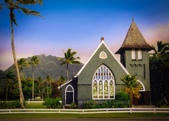 Wai`oli Hui`ia Church in Hanalei HI, 1st established in 1834 by Christian missionaries, the oldest established church in Kaua`i © 1998 Linda Eileen “Eilee” S. George